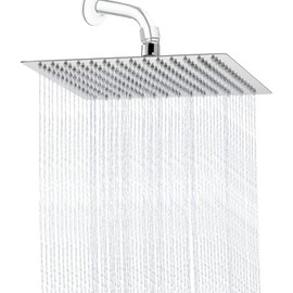 Cabezal de ducha de lluvia de alta presión, cabezal de ducha de rociado cuadrado grande de 30 cm para baño, 304 nunca se oxida, 196 boquillas, rotación de 360 ​​grados, ahorro de agua (12 pulgadas)