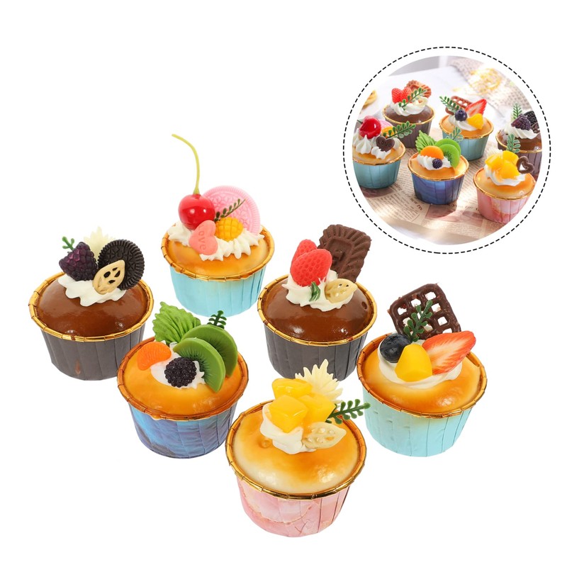 WINOMO 6 Pcs Simulated Food Cupcake Model Food Samples Cupcake