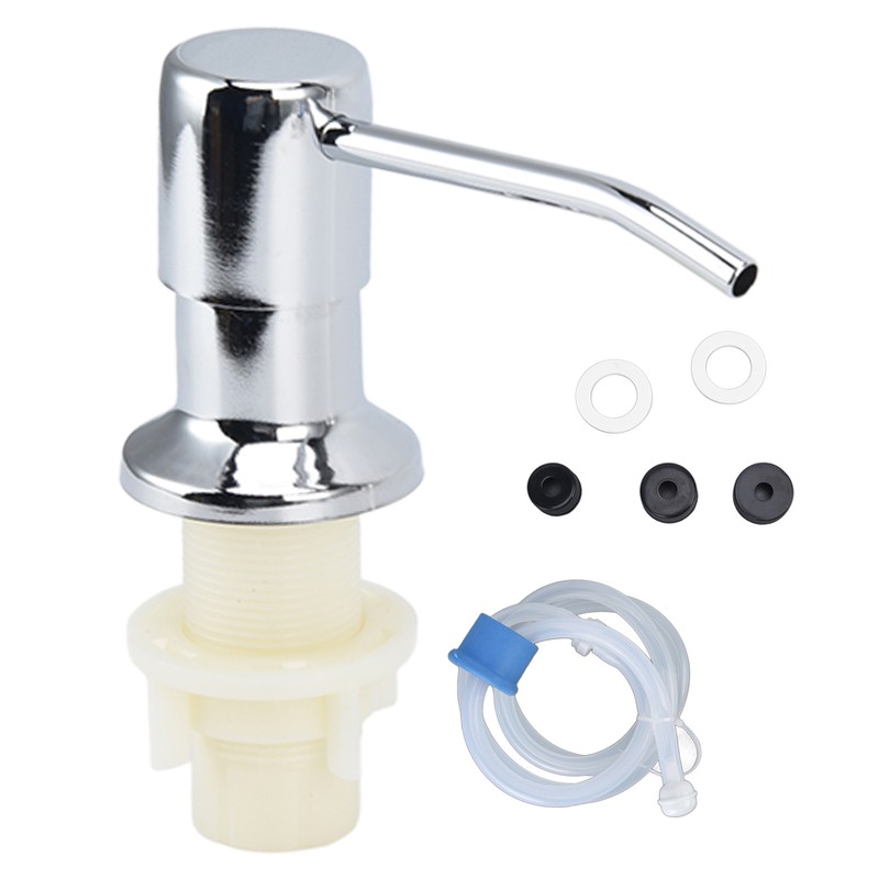 Sink Soap Dispenser Kit with Silicone Tube Stainless Steel Electroplating