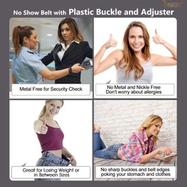 JASGOOD Women No Show Stretch Belt Invisible Elastic Web Strap Belt with Flat Buckle for Jeans Pants Dresses