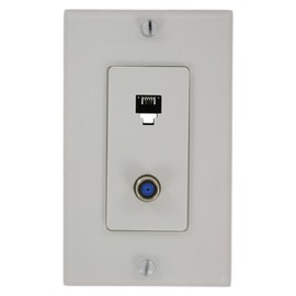 Leviton 40159-W Decora Telephone/Video Wall Jack Assembly, 6P4C + F, Screw Terminals, White