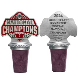 Ohio State Buckeyes National Championship 2025 Football Bottle Stopper | Bottle Topper for Wine, Liquor | Expertly Crafted Pewter Reusable Wine Cork with Gift Box