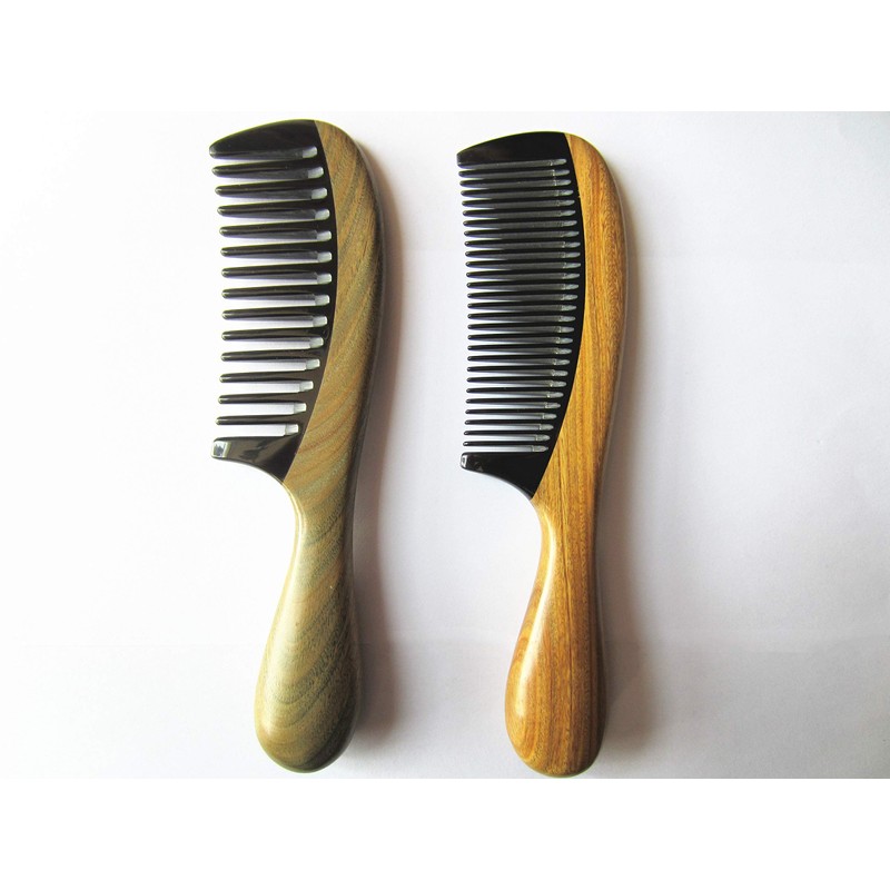 Myhsmooth GBZBYBMT Handmade No Static Black Buffalo Horn Comb with