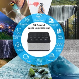 BIGMONAT Portable White Noise Machine, with 10 High-Quality Natural Soothing Sounds, with Memory and Timing Functions, Suitable for Infants, Children, Adults and Home Office Travel, Black