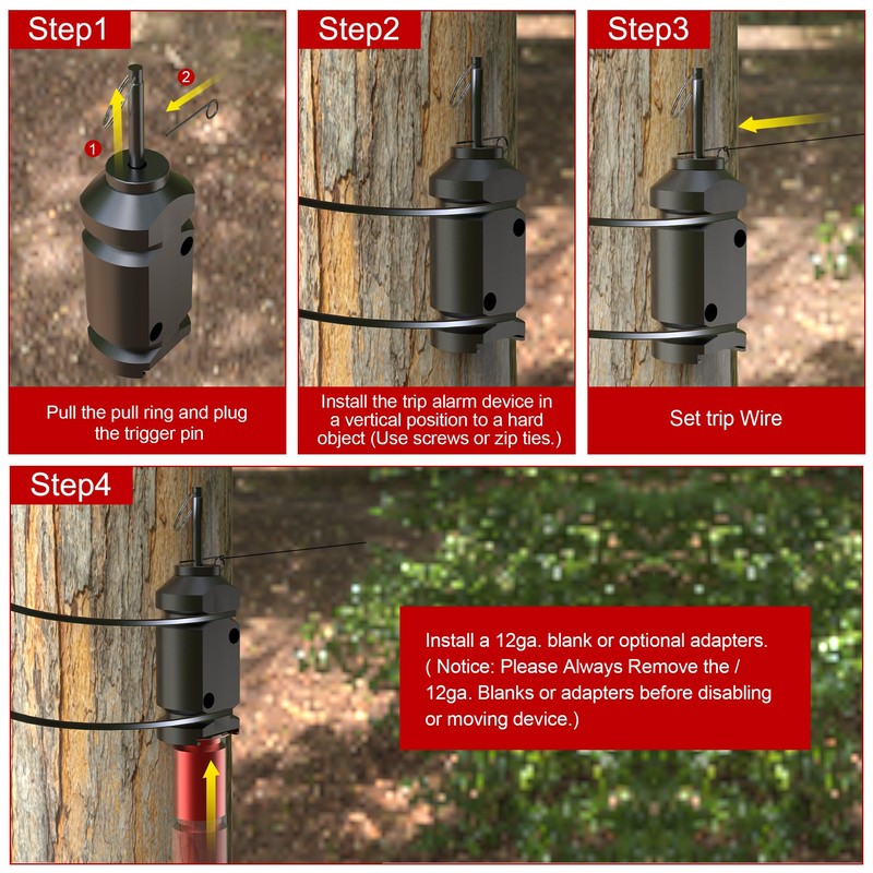 Perimeter Trip Alarm, 12 Gauge Camping Trip Wire Alarm Device,