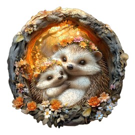 Individz Wooden Puzzle for Adults Children, Unique Animal-Shaped Parent-Child Hedgehog Wooden Puzzle, Creative Birthday Gift for Adults (L-34 x 34 cm, 290 Pieces)
