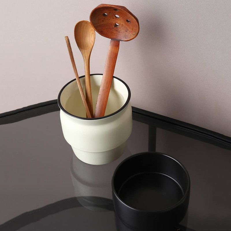 Acaino Ceramic Kitchen Utensil Holder, Kitchen Utensils Container with Drip