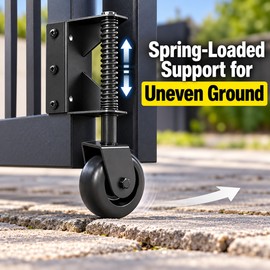 4-Inch Spring-Loaded Gate Wheel – Shock-Absorbing Metal Bracket for Swing Gates