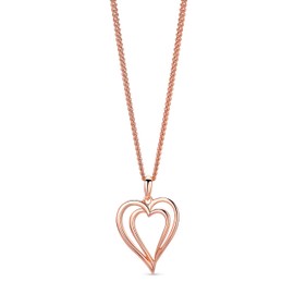 OROVI 18K Rose Gold Plated Double Heart Pendant Sterling Silver Necklace Chain for Women Teen Girls
