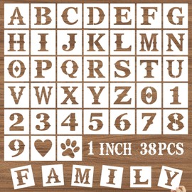 DZXCYZ 1 Inch Letter Stencils and Numbers, 38 Pcs Alphabet DIY Craft Stencils, Reusable Plastic Drawing Templates for Painting on Wood, Wall, Fabric, Rock, Floor, Signage, Door Porch