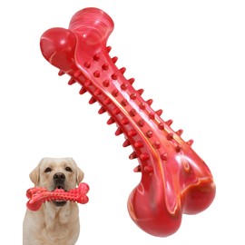 IPTPAS Dog Chew Toy for Aggressive Chewers, Tough Natural Rubber Bone with Irresistible Beef Flavor, Long-Lasting Teeth Cleaning & Reduce Boredom, Durable Dog Dental Toy for Small Medium Large Breeds