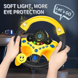 YIYZAOF YIYZAOF Kids Steering Wheel Toy for Car, Driving Simulated Toy for Kids with Light and Music, Electric Early Learning Educational Baby Steering Wheel Toy for Boys and GirlsYellow