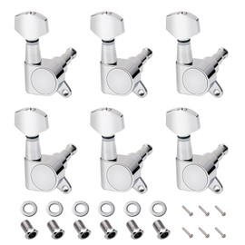 Banworks 6-In-Line Guitar Tuning Pegs 15:1 Ratio Sealed Guitar String Tuning Keys Machines with 45 Degree Fixing Tag for Strat ST Tele Electric Guitar Pack of 6 JT/JXQ-01 Chrome