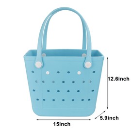 Medium Beach Bag, Waterproof Rubber Beach Bag, Washable Open Tote Bag Durable Tote Travel Bags for Outdoor Sport