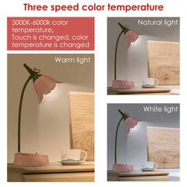 CECOMBINE CECOMBINE desk lamp for children, sky dimmable LED table lamp with 3 color temperatures, USB bedside lamp with touch sensor and flexible arm, girls desk lamp for reading, learning