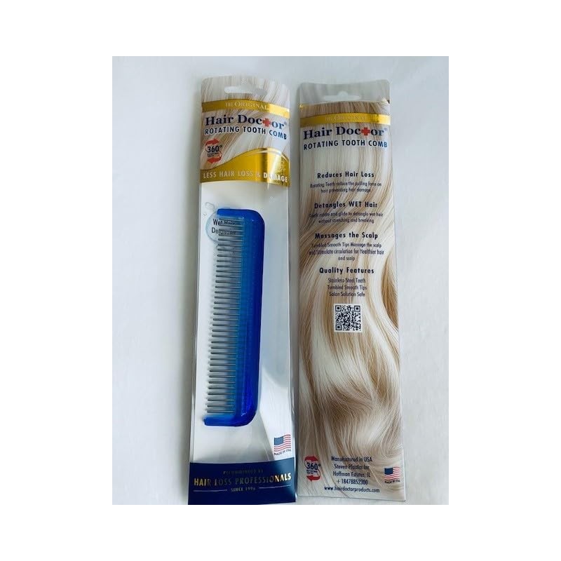 Hair Doctor Ladies 5" Comb with rotating stainless steel teeth