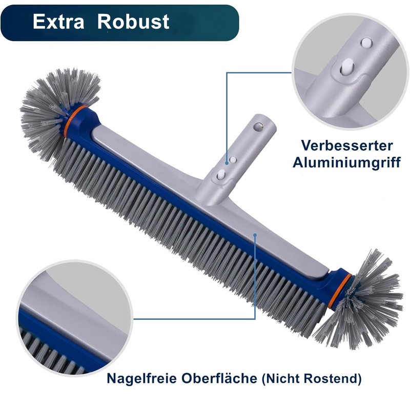 PooLiFE 17.5 inch pool brush with round ends for wall