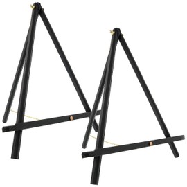 U.S. Art Supply 20" Black Wood Tabletop Easel (2 Pack) - Adjustable A-Frame Canvas Stand for Painting Party & Signs - Table Top Easel for Painting, Canvas Holder, Crafts, Photos, Pictures