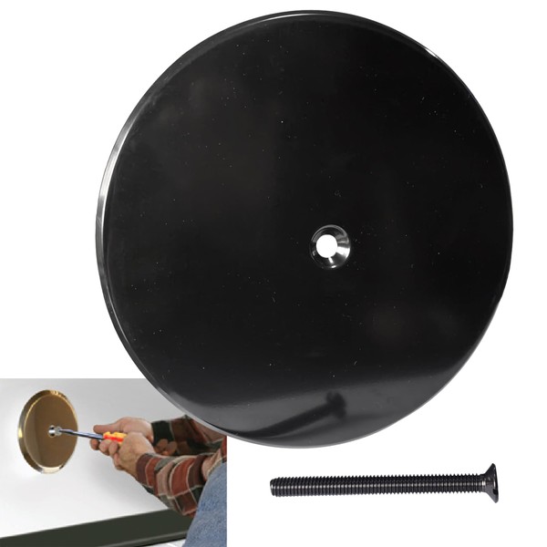 7" Black Decorative Cleanout Access Covers Plate, Flat Design Cover