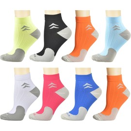 8 Pairs Compression Socks for Women and Men, Plantar Fasciitis Arch Support Low Cut Running Gym Compression Foot Socks