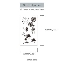 Oottati 2 Sheets Tiny Small Temporary Tattoos For Women Men Finger Hands Neck Wrist Face, Cute Long Lasting Cartoon Fake Tattoo Stickers For Kids Boys Girls Black Dandelion