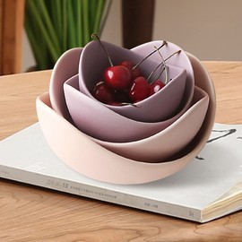 Notakia Salad Decorative Bowls Lotus Shaped Pasta Bowls Dishwasher Safe, Unique Angled Ceramic Bowls for Salad, Pasta, Soup, Rice, Prep, Ideal for Restaurant (Purple 5 Packs)