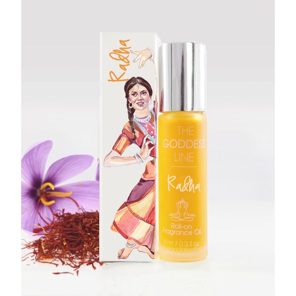 Radha Roll On Fragrance by The Goddess Line - 1/3 Oz Saffron & Bulgarian Rose