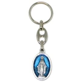 Generico 50.973.31 002LOG Key Ring Medal Madonna Miracle Original Hand Enamelled Prayer in Latin
