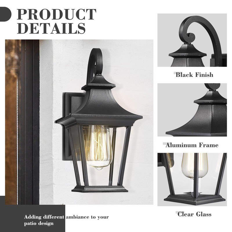 Emliviar Outdoor Porch Light, Modern Outside Wall Light Fixture for