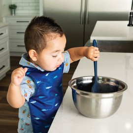 Tiny Twinkle Mess Proof Baby Bib for Boys | Waterproof Toddler Bib for Eating | Baby Apron for Feeding, Machine Washable | Perfect Shower Gift (Ocean Life, 6–24M)