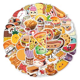 BEATRI Cute Food Stickers 50Pcs Food Sticker Waterproof Vinyl for Water Bottles Laptops Decorative Phone Guitar Decals for Kids Teens Adults