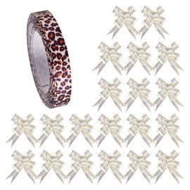1 Piece of Leopard Print Ribbon and 20 Pieces of White Raffia, Gift Decoration, Leopard Print Packaging Ribbon, Craft Decoration Ribbon, Leopard Print Decoration, DIY Accessories