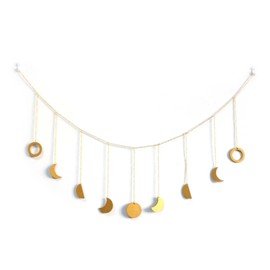 PAVIKE Moon Garland, 47.2 x 8.3 inches (120 x 21 cm), Wooden Moon Wall Decoration, 3D Moon Decoration, Interior Wall Hanging, Room Decoration, Craft Decoration, Graduation, Wedding, Birthday, Baby