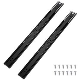 Probrico 1 Pair 22 Inch Soft Close Drawer Slides, Ball Bearing Full Extension Dresser Slides, Side Mount Heavy Duty Black Drawer Slides Glides