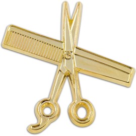 MD Barber Shear & Comb Lapel Pin, Gold