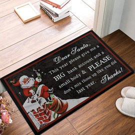 Outdoor Indoor Entrance Doormat, Non Slip Rubber Backing Door Mat, Low-Profile Mats for Entry Garage Patio High Traffic Areas, Christmas Ornament Holiday Doormat Entry Floor Mat (Christmas Doormat-E)