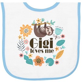 inktastic Gigi Loves Me Girls Sloth Baby Terry Cloth Bib White and Light Blue 46812