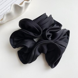 Shefun Chou Silk Hair Rubber Volume Satin Hair Elastic Elegant Stylish Adult Women's Hair Ornament JP218 (Black)