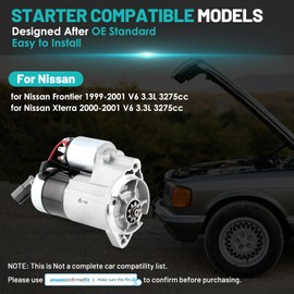 Farrme 17738 Starter Motor Fit for Nissan Frontier 1999-2001, for Nissan Xterra 2000-2001 V6 3.3L 1.4KW 9-Teeth Automotive Replacement Starters#23300-4S100, 23300-4S102, M0T60185, M0T60186, M0T60187