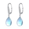 Moonstone / Abalone Hoop Earrings 925 Sterling Silver Moonstone /