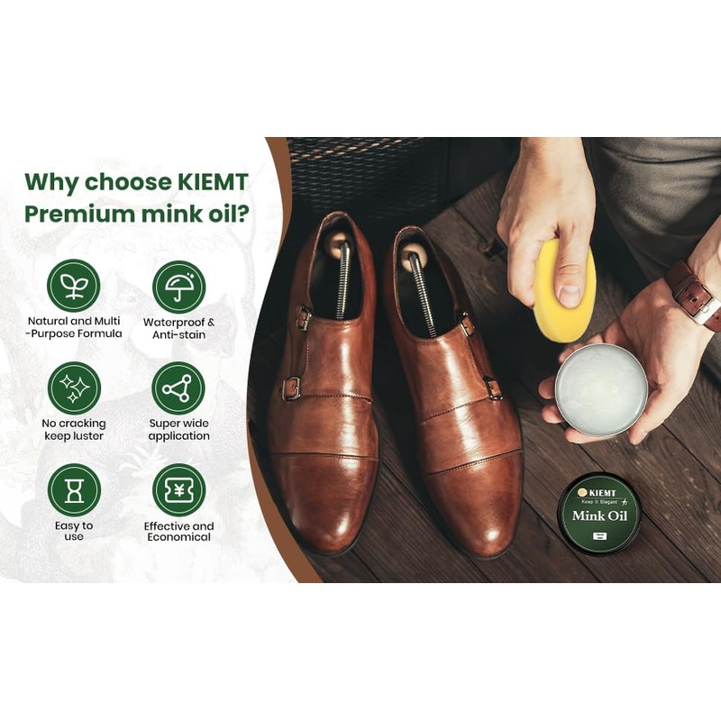 KIEMT Premium Mink Oil Leather Conditioner & Cleaner - All-in-One