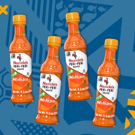 Nandos Peri Peri Sauce Medium 4 Pack - Spicy Sauces, Seasoning or Marinade for Wings, Fish, Meat, Rice or Veg - No Artificial Colors, Flavors, Non-GMO, No MSG, Gluten Free - x4, 9.2 Oz Medium