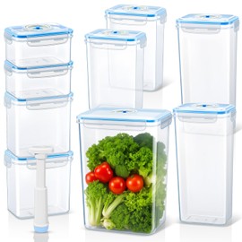 LemonRoad 19 Pcs Vacuum Seal Food Storage Containers with Lids (9containers&9 Lids&1 Hand Vacuum Pump), Premium Airtight Food Storage, Airtight and Leak Proof