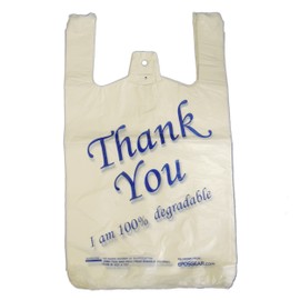 EPOSGEAR® Large Thank You 100% Degradable Eco Plastic Vest Carrier Bags (10" x 15" x 18", Blue, 100)