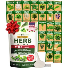 HOME GROWN 25 Herb Seeds for Planting 9,900+ Non-GMO Heirloom Seeds | Extra Large Variety Pack Herb Kit – Indoor Outdoor & Hydroponic | Culinary Seed Set | Grow Your Own Herbs | Gardening Gift