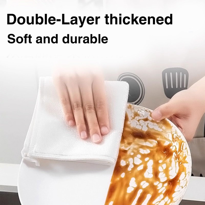 Bamboo Fiber Dish Cloths for Kitchen, Reusable Dish Towels,Double Layered,