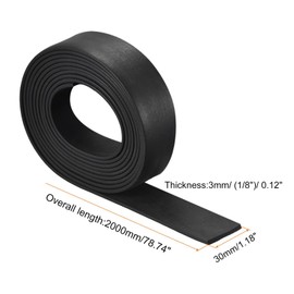 TOP-VIGOR EPDM Rubber Foam Strip 3mm (T) x 30mm (W) x 2000mm (L), Weatherproof Door Seal Rubber Sealing Strip Foam Tape for DIY Gasket Insulation Soundproofing, Reduce Vibration Mat Black