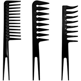 Mens Styling Comb, 3Pcs Wide Tooth Hair Comb Styling Set, Professional Shaping & Wet Pick Pompadour Comb, Anti-Static Hairdressing Comb Curl Wet Comb for Men Ladies Hair Hairstyle