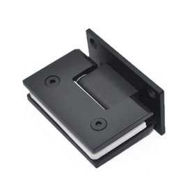 90 Degree Glass Door Hinge, Heavy Bathroom Door Clip, Shower Room Hinge Bathroom Hardware, 304 Stainless Steel Brushed Surface Treatment, Suitable for 8-12 mm Toughened Glass (Black)