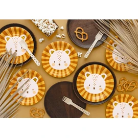 PartyDeco Lion Paper Plates 18 cm Set of 6 Party Plates Disposable Plates Party Tableware Children's Birthday Party Plates Lion, Mix, 18 cm (1 Pack of 6)
